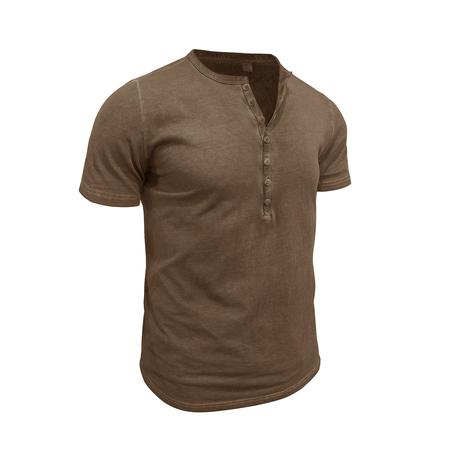 Vintage crew neck henley summer base layer outdoor short-sleeve T-shirt