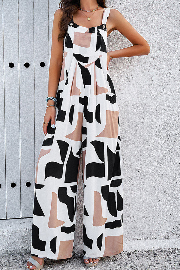 Fashion Printed Sleeveless Casual Jumpsuit