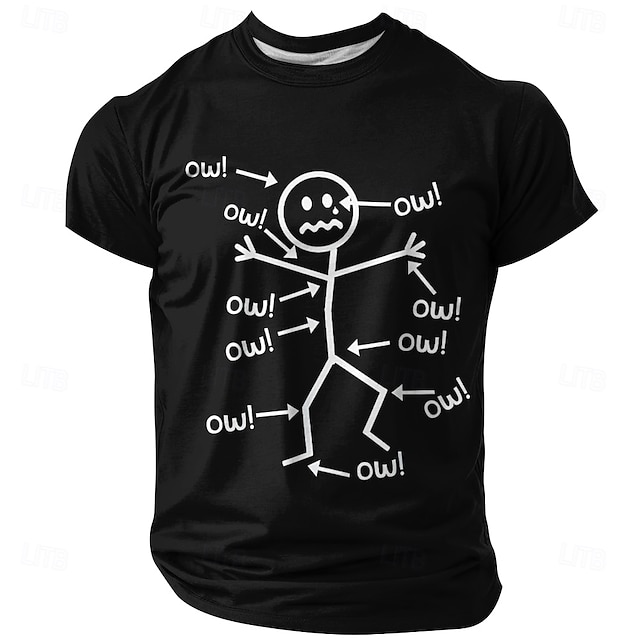 Men's Character Funny T Shirt Short Sleeve T shirt 3D Print Crew Neck Shirt Fashion Daily Basic Street Casual Daily Black Red Blue Summer Spring All Seasons Clothing Apparel