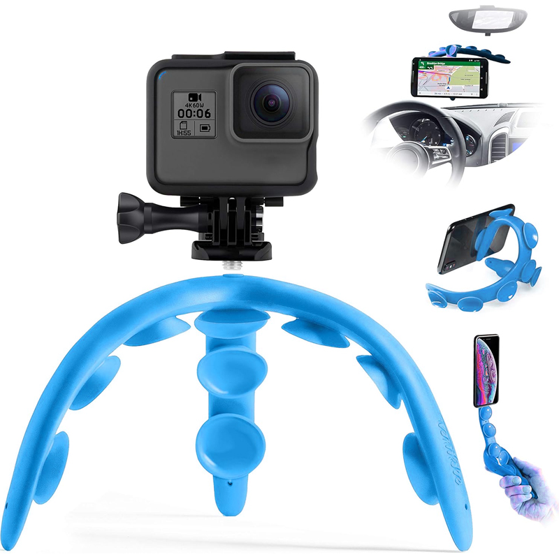 Flexible Tripod with Suction Cups Compatible with iPhone & Android GoPro Universal Multi-Use Bendable Phone Stand, Camera Mount, Tablet Holder, Car Mount, Selfie Stick
