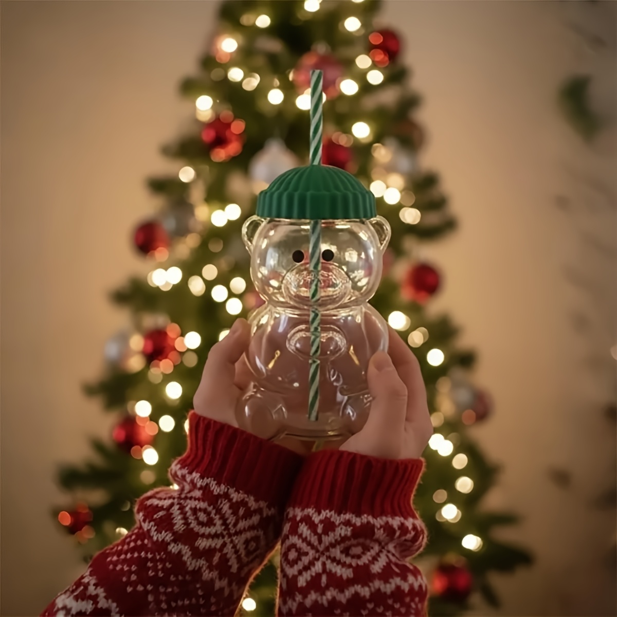 20oz Glass Teddy Bear Cup with Straw, Cute Coffee Mugs