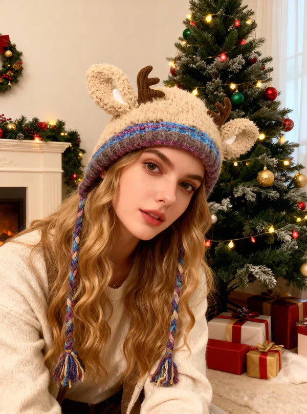 🦌Original design Festive Christmas Antler Hat🧶