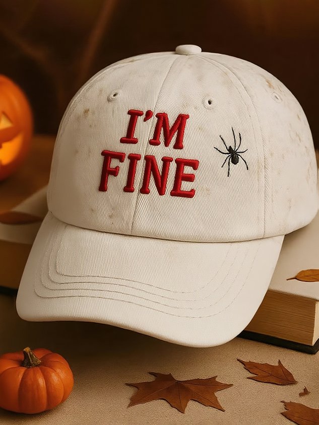 Washed Cotton Halloween I'm Fine Casual Men's Baseball Cap