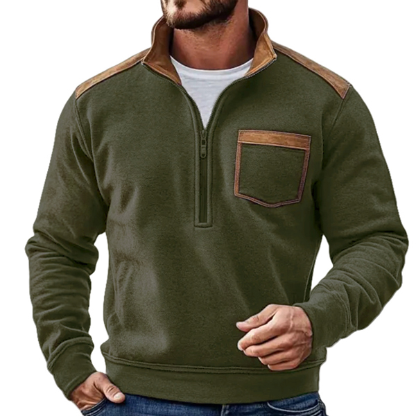 🔥BUY 2  FREE SHIPPING - Retro Half-Zip Fleece Sweatshirt European Style Thick Warm Pullover