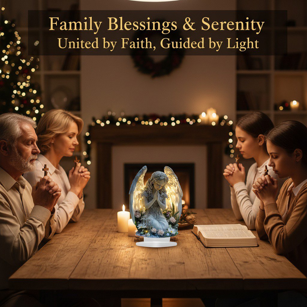 ❤️ Guardian Angel Statue With Light