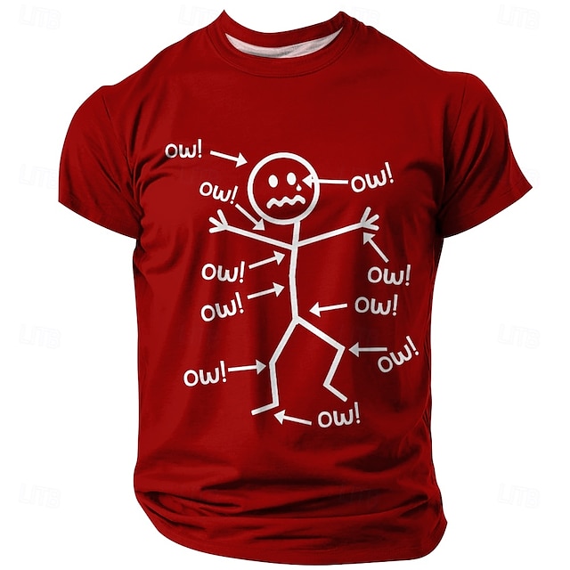 Men's Character Funny T Shirt Short Sleeve T shirt 3D Print Crew Neck Shirt Fashion Daily Basic Street Casual Daily Black Red Blue Summer Spring All Seasons Clothing Apparel