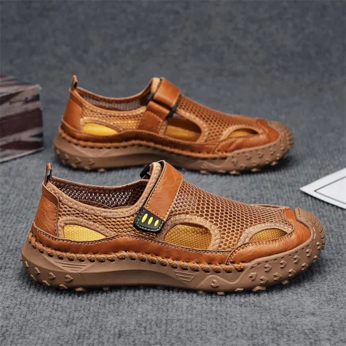 ⏰Last Day! 45% OFF 🔥Men's Handmade Cowhide Breathable Mesh Sandals