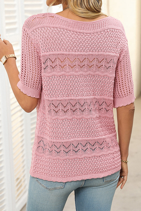 Solid Color Round Neck Casual Tops