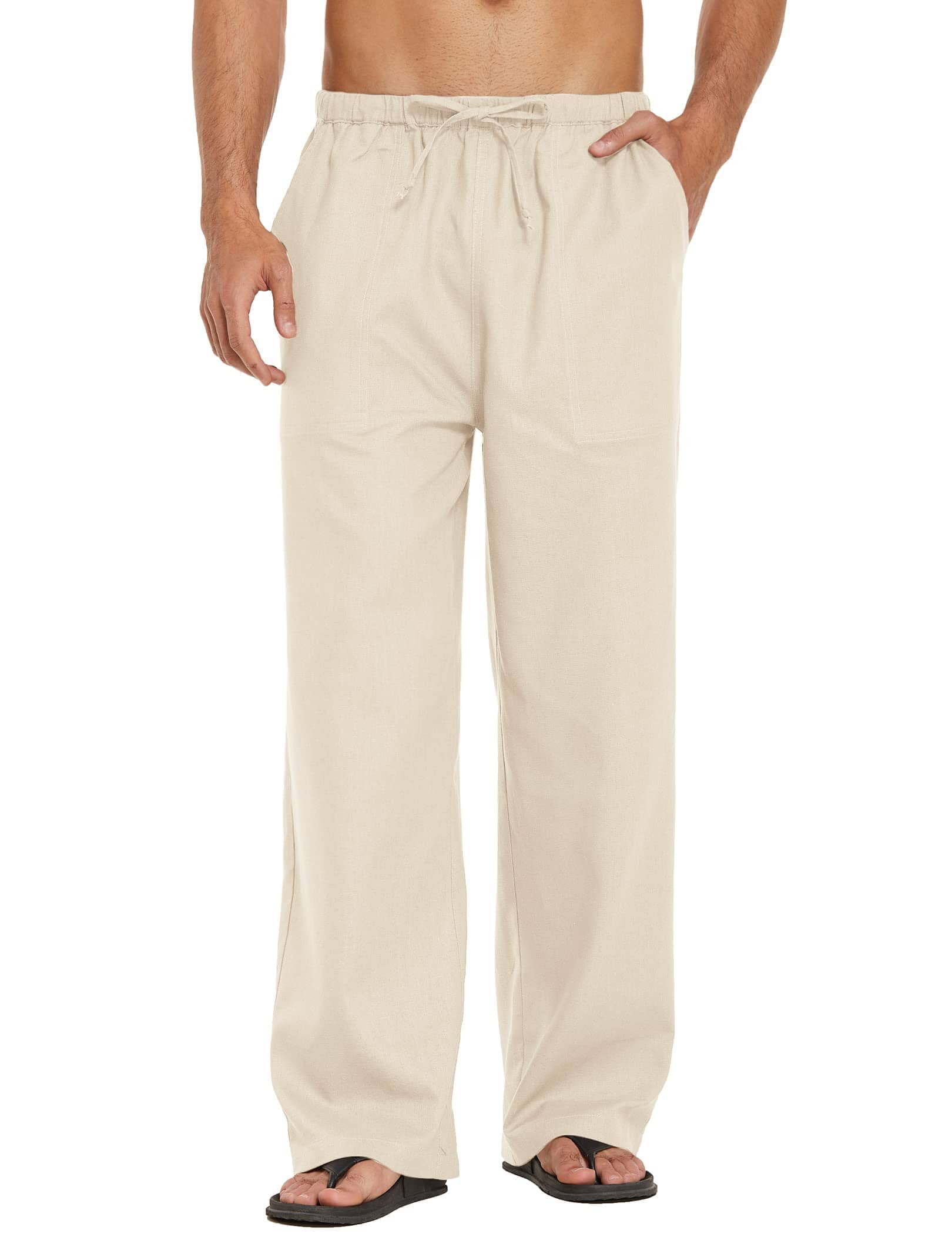Linen Style Elastic Waist Yoga Pants