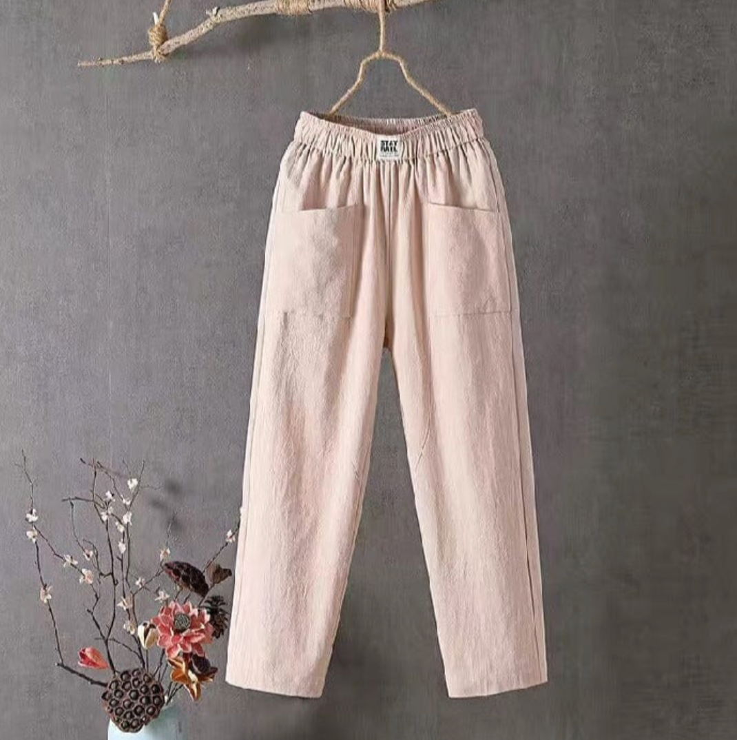 Linen Trousers With Elastic Waist