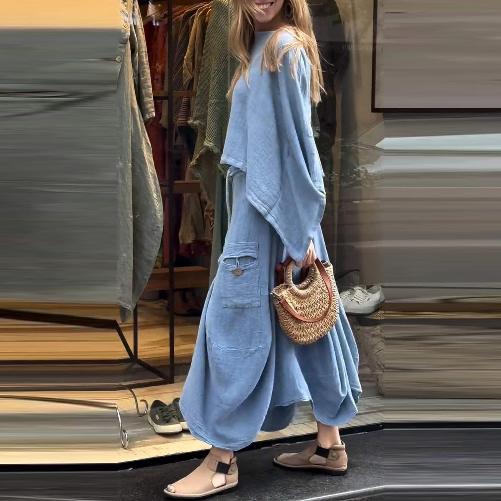 Spring and autumn women's casual solid color loose skirt two-piece suit