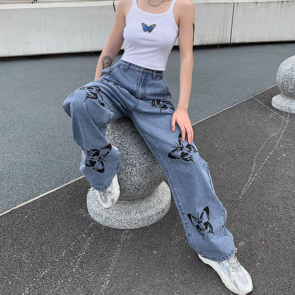 Women’s Butterfly Print Jeans | Playful