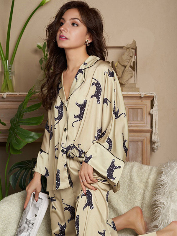 Clariz | Women Leopard Dolman Sleeve Pajamas Set | Stylish and Comfortable