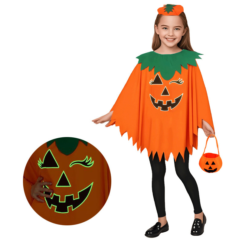 🎃Halloween glowing pumpkin cape and pumpkin bag