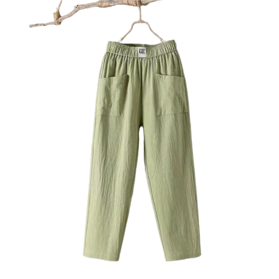 Linen Trousers With Elastic Waist