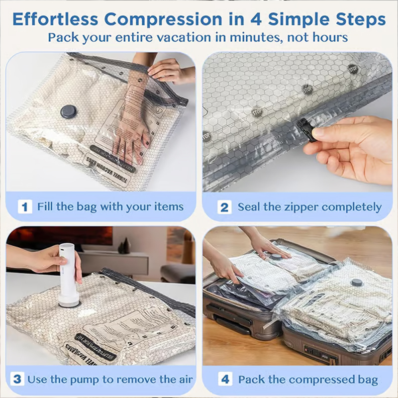 🔥 LAST DAY 49% OFF-Cordless Travel Vacuum Storage Compression Bag Set