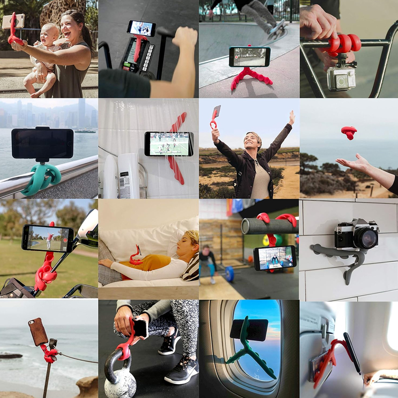 Flexible Tripod with Suction Cups Compatible with iPhone & Android GoPro Universal Multi-Use Bendable Phone Stand, Camera Mount, Tablet Holder, Car Mount, Selfie Stick