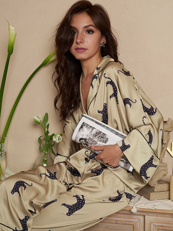 Clariz | Women Leopard Dolman Sleeve Pajamas Set | Stylish and Comfortable