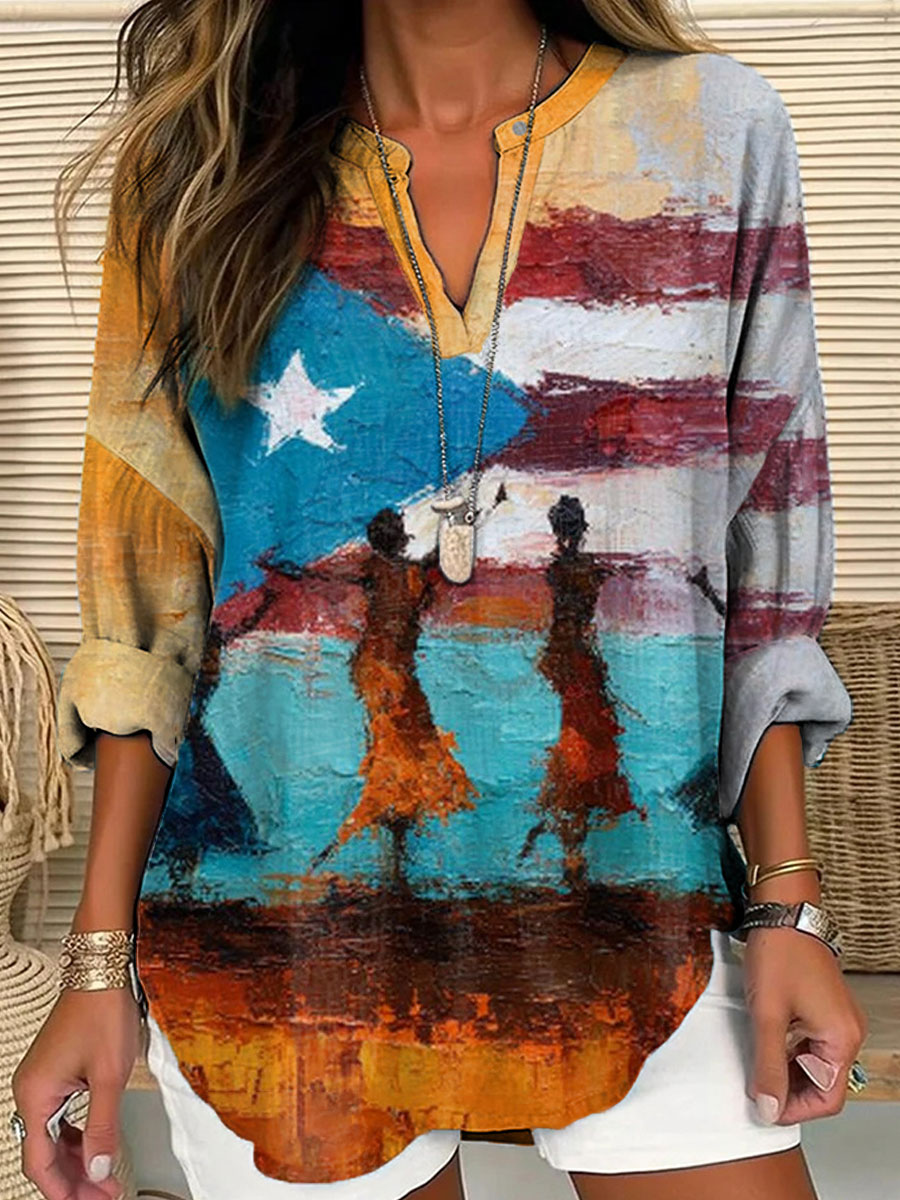Women's Puerto Rico Art Printed Tops
