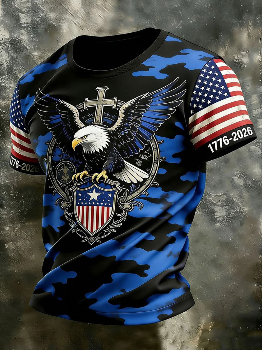 Men's USA 1776-2026 Printed Casual T-Shirt