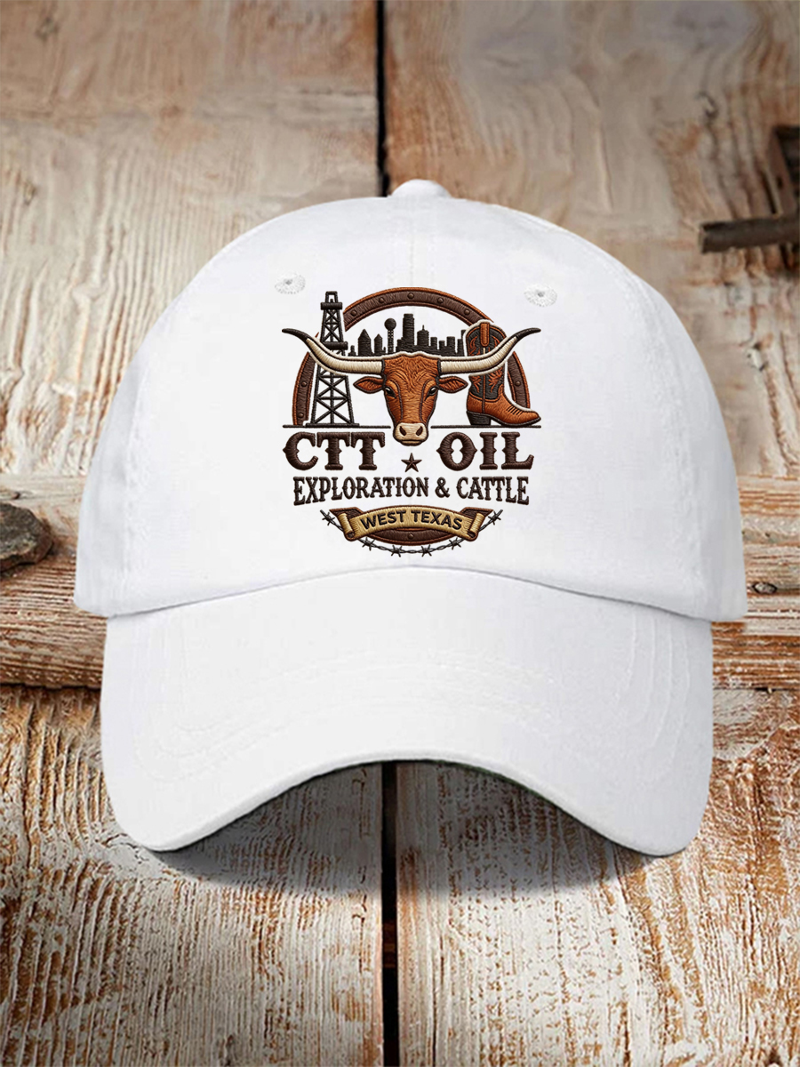 Unisex Retro CTT Oil Exploration & Cattle Print Hat