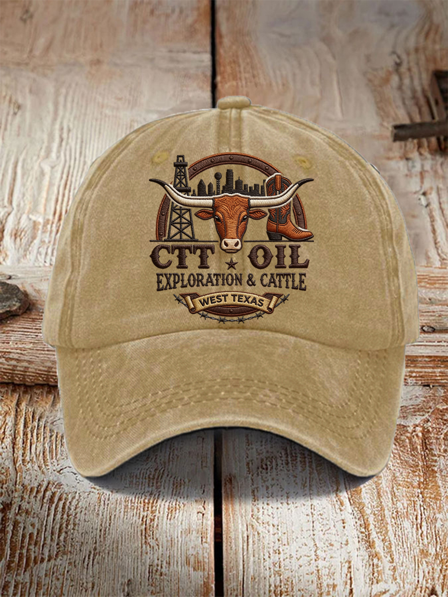 Unisex Retro CTT Oil Exploration & Cattle Print Hat