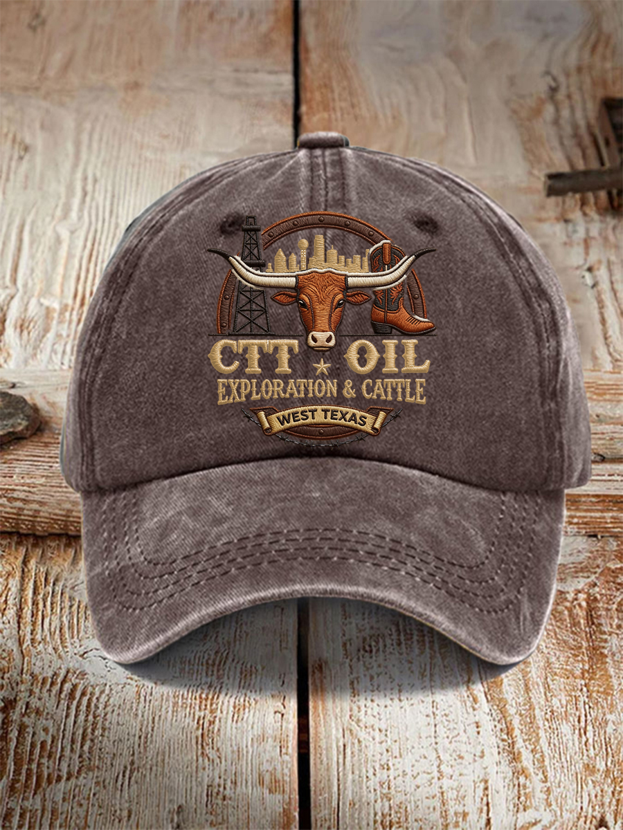 Unisex Retro CTT Oil Exploration & Cattle Print Hat