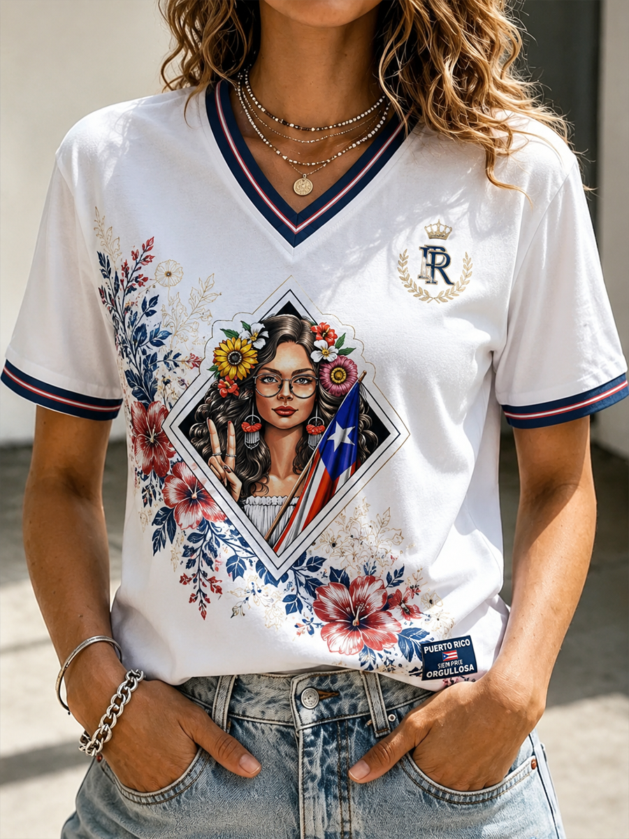 Women's Puerto Rico Printed short-sleeved T-shirt