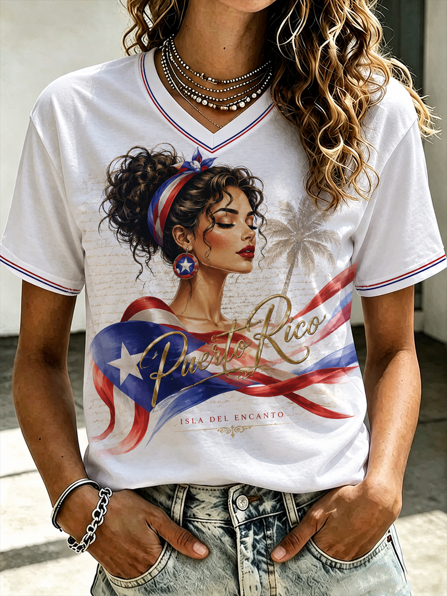 Women's Puerto Rico Printed short-sleeved T-shirt