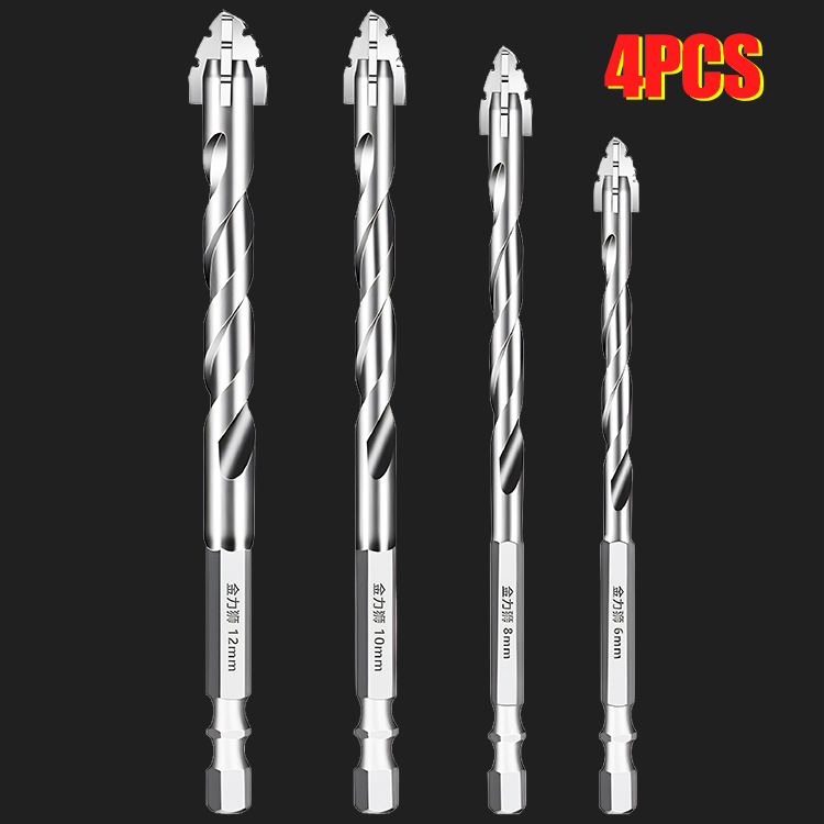 【6+8+10+12mm】 Az új négyélű volfrámacél excenterfúró, amely alkalmas csempe, beton, márvány és üveg száraz fúrására