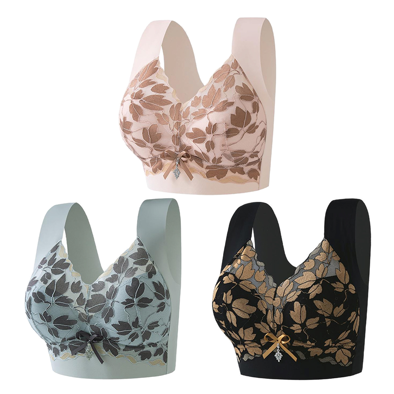 【3/6 db】 Csipke melltartó M-5L méretű acélgyűrű nélkül luxus gyönyörű hátul szexi lélegző varrat nélküli melltartó