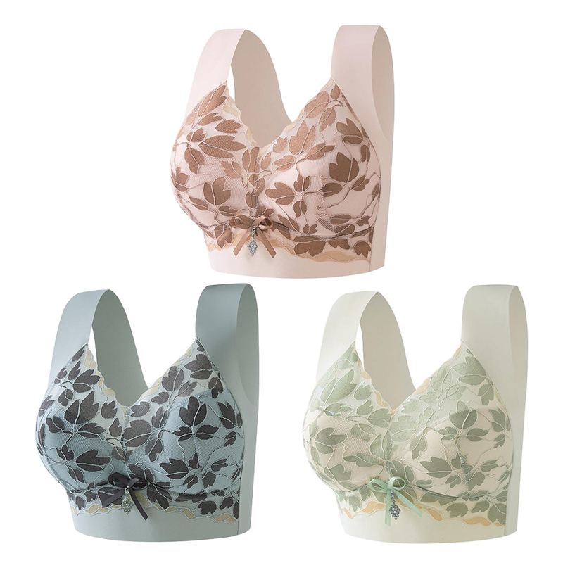 【3/6 db】 Csipke melltartó M-5L méretű acélgyűrű nélkül luxus gyönyörű hátul szexi lélegző varrat nélküli melltartó-tothousanpl