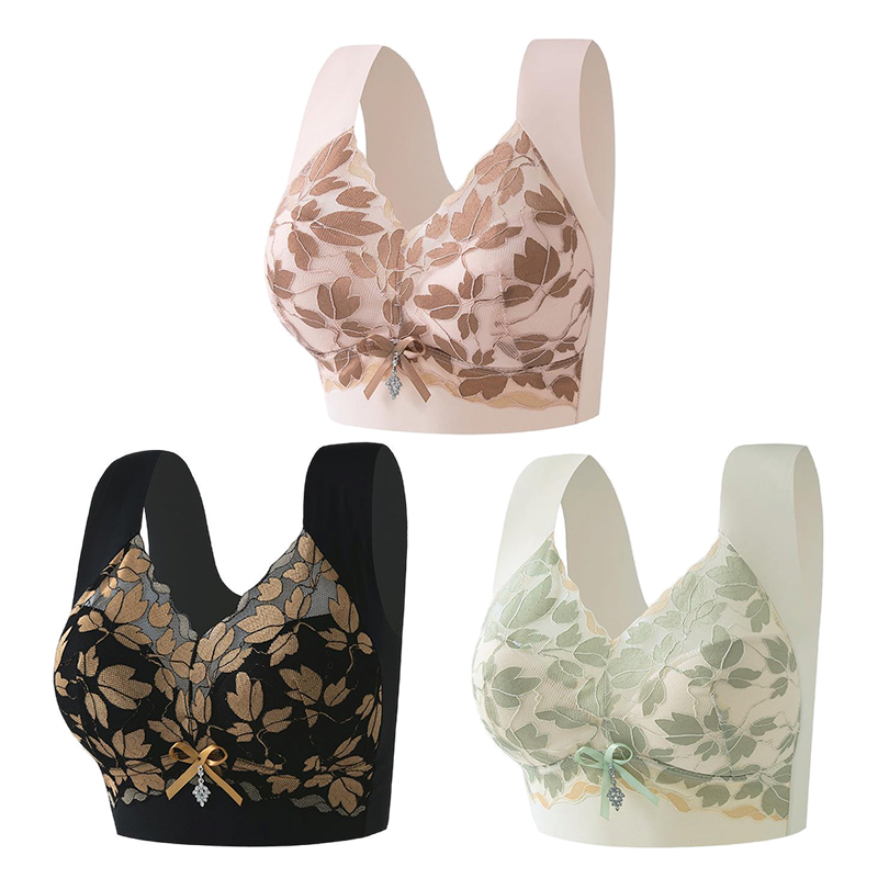 【3/6 db】 Csipke melltartó M-5L méretű acélgyűrű nélkül luxus gyönyörű hátul szexi lélegző varrat nélküli melltartó-tothousanpl