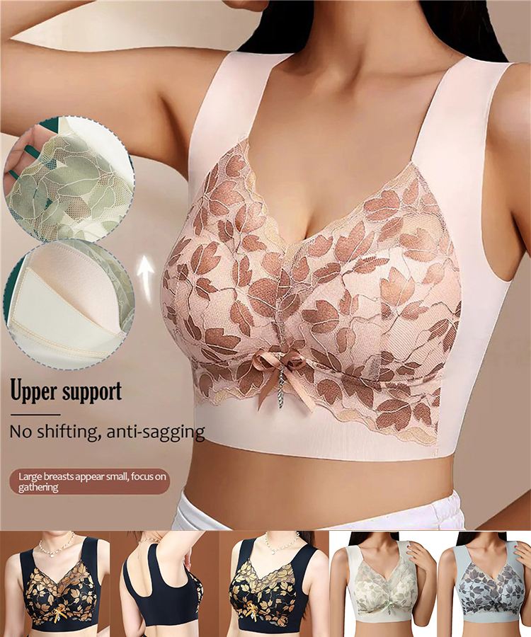 【3/6 db】 Csipke melltartó M-5L méretű acélgyűrű nélkül luxus gyönyörű hátul szexi lélegző varrat nélküli melltartó-tothousanpl