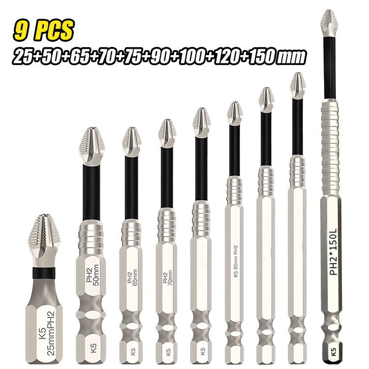 🧰⚒️Ütésálló és csúszásmentes kereszt csavarhúzó bit, erős mágneses és szuper kemény elektromos fúrófej