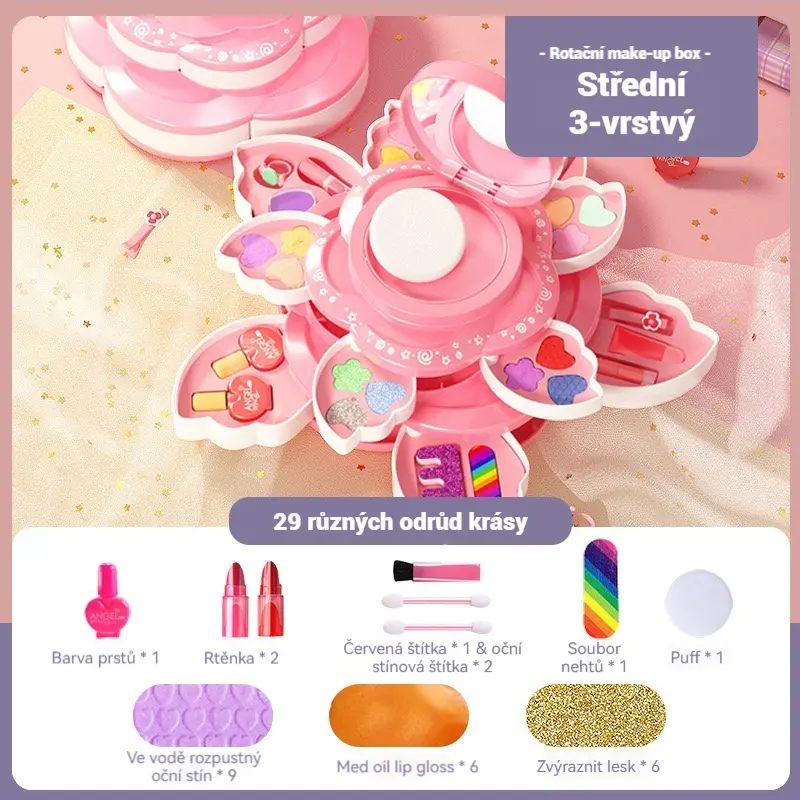 👸💄🎁Forgó kozmetikai készletek gyerekeknek, sminkjátékok, hercegnős kiegészítők, karácsonyi ajándékok, körömlakkok