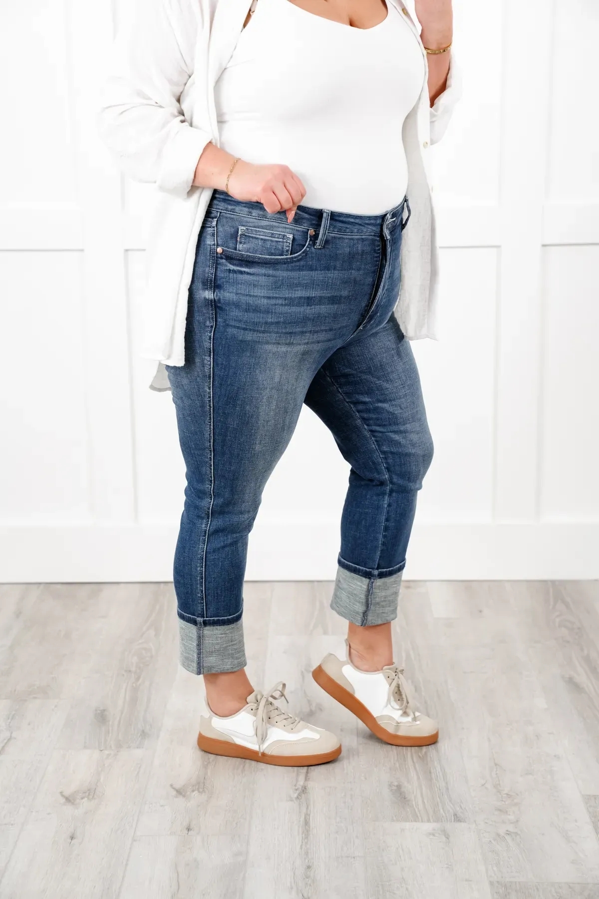 Tummy Control Cuffed Capri Jeans (Buy 2 Free Shipping)