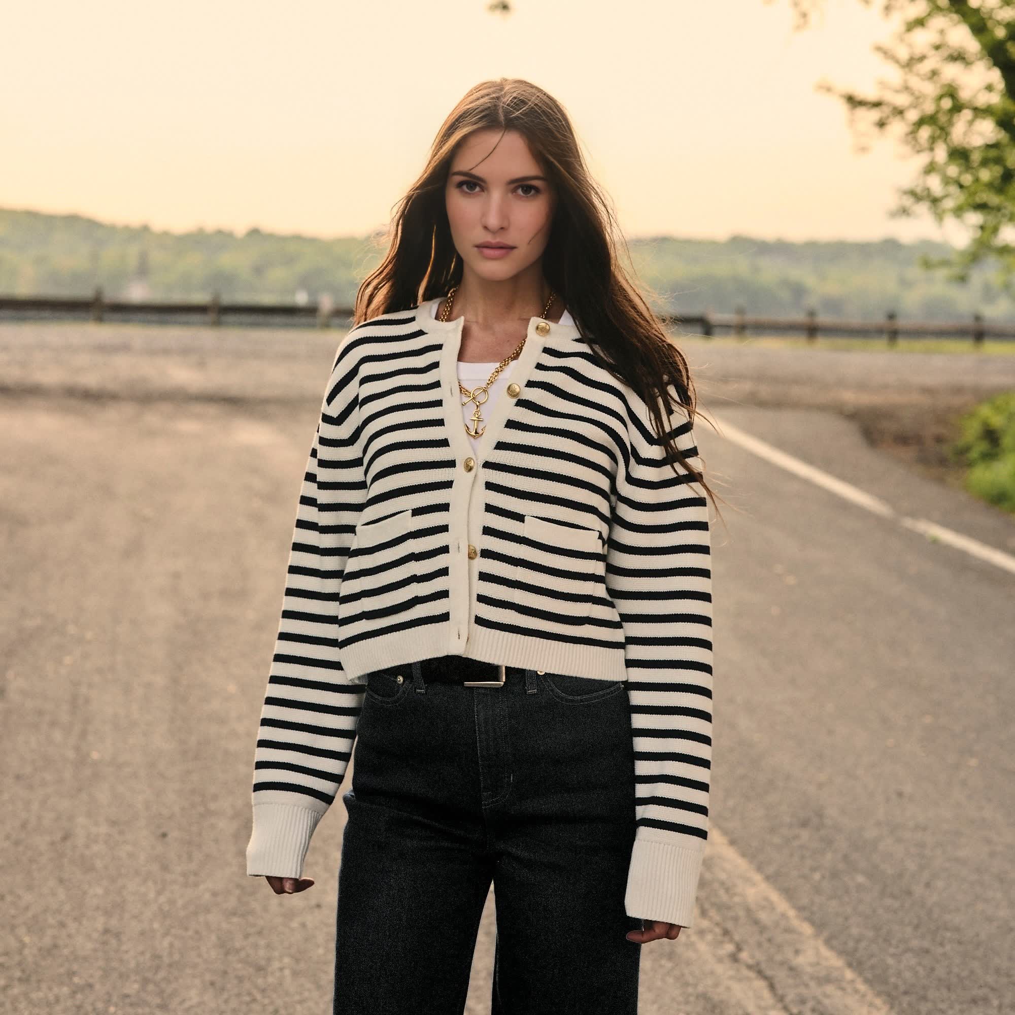 New Relaxed Emilie Stripe Cardigan (Buy 2 Free Shipping)