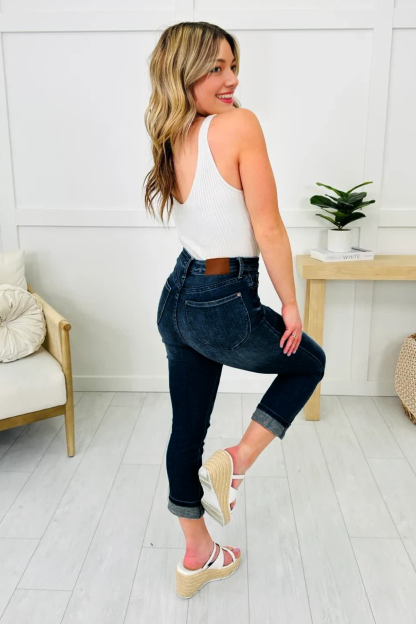 Tummy Control Cuffed Capri Jeans (Buy 2 Free Shipping)