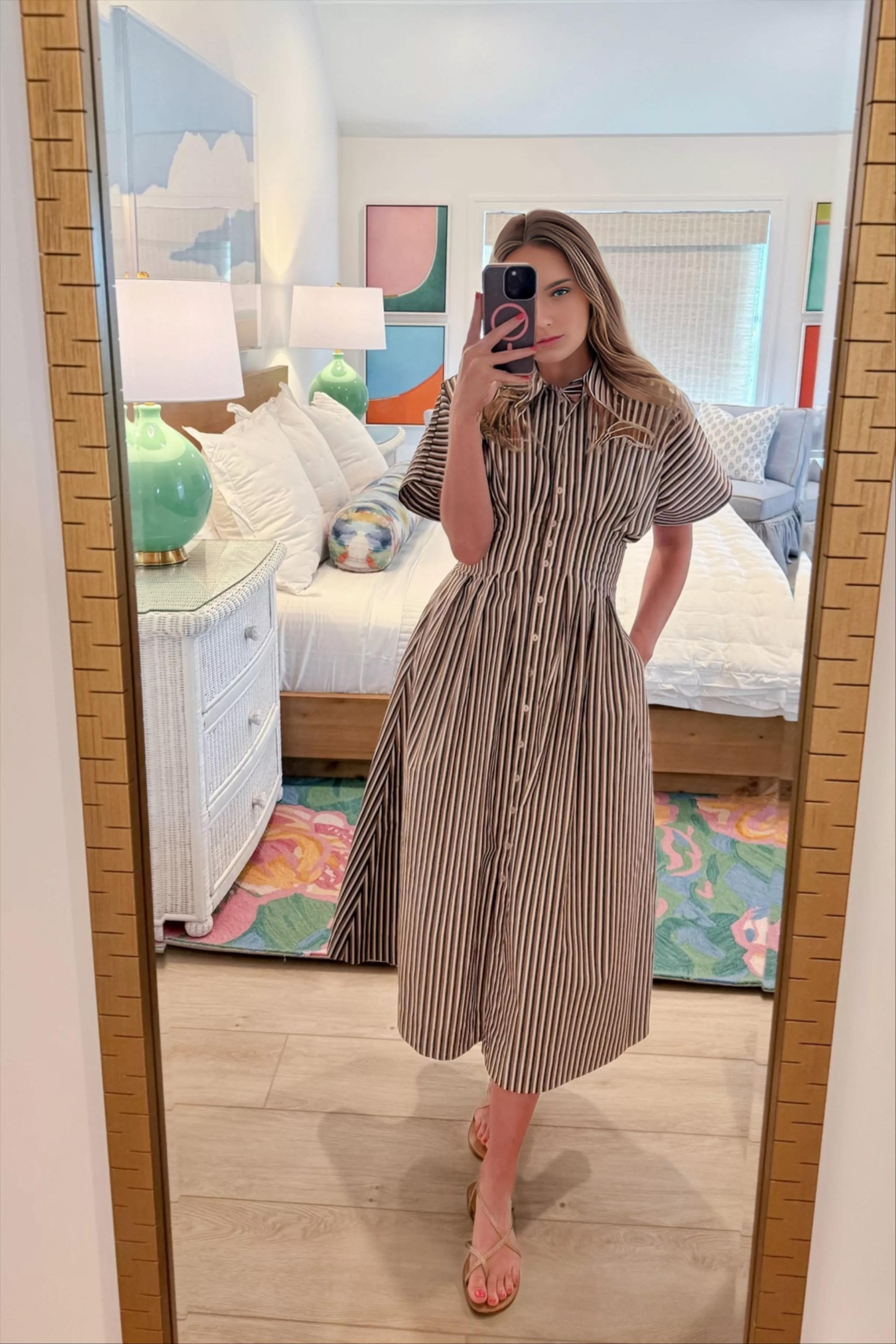Striped Button Shirt Dress (Buy 2 Free Shipping)