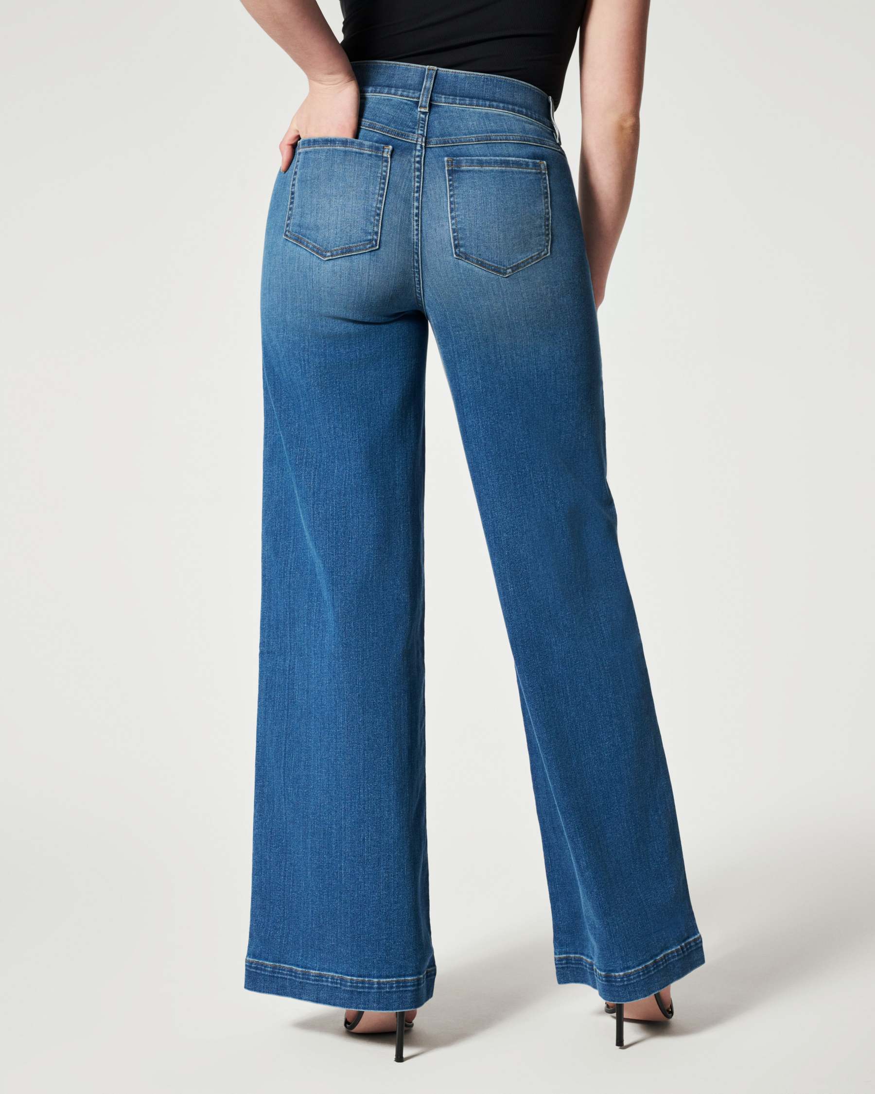 Seamed Front Wide Leg Jeans (Buy 2 Free Shipping)