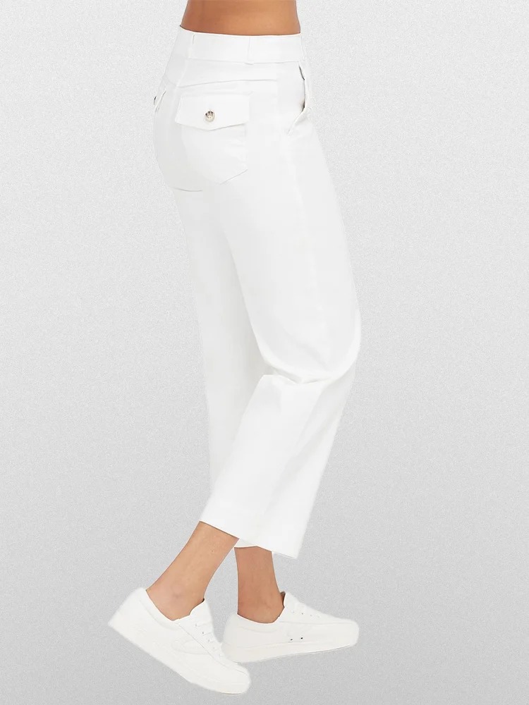 Tummy Control Twill Cropped Wide Leg Pant(Buy 2 Free Shipping)