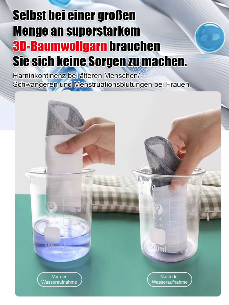 【Den ganzen Tag trocken und komfortabel】Waschbare Baumwoll-Hygieneeinlage-Schnell trocknend und atmungsaktiv