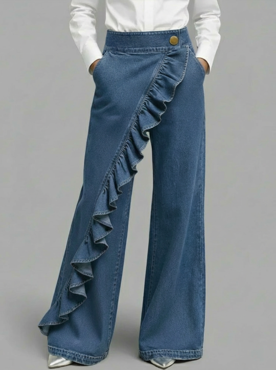 Single Rufffle Women's single ruffled jeans