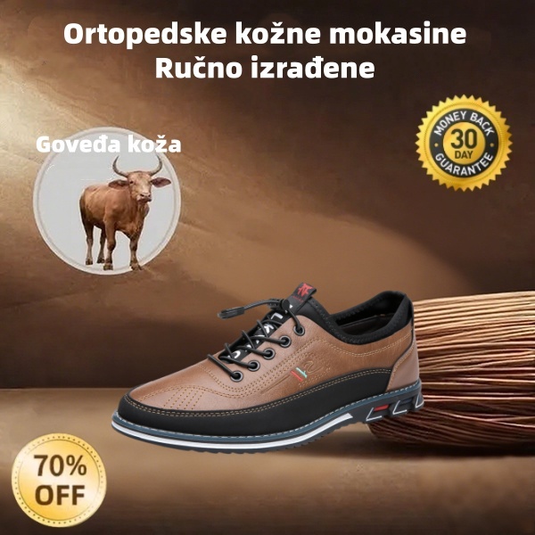 🐂 Muške cipele od teleće kože proizvedene u Italiji 👞 Ručno šivane, lako se obuvaju i izuvaju ✅ Potpora svodu stopala, ublažavanje boli - udobno hodanje