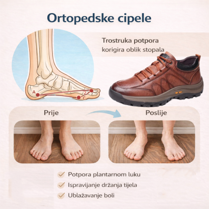 🔴Udobne ortopedske cipele ✅od prave talijanske kože – potpora za gležanj, protiv klizanja, za bezbolno hodanje