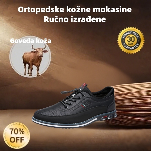 🐂 Muške cipele od teleće kože proizvedene u Italiji 👞 Ručno šivane, lako se obuvaju i izuvaju ✅ Potpora svodu stopala, ublažavanje boli - udobno hodanje