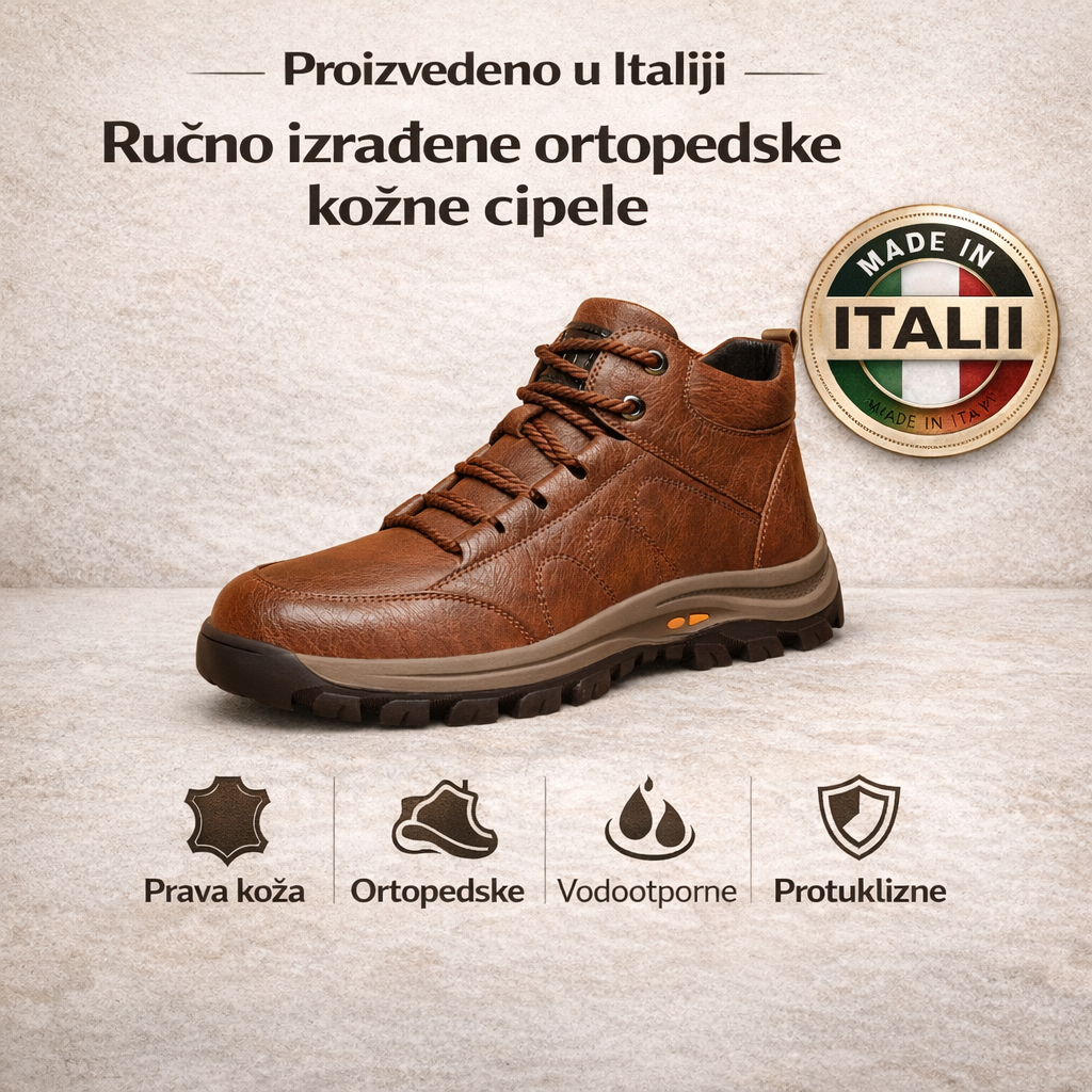 🔴Udobne ortopedske cipele ✅od prave talijanske kože – potpora za gležanj, protiv klizanja, za bezbolno hodanje