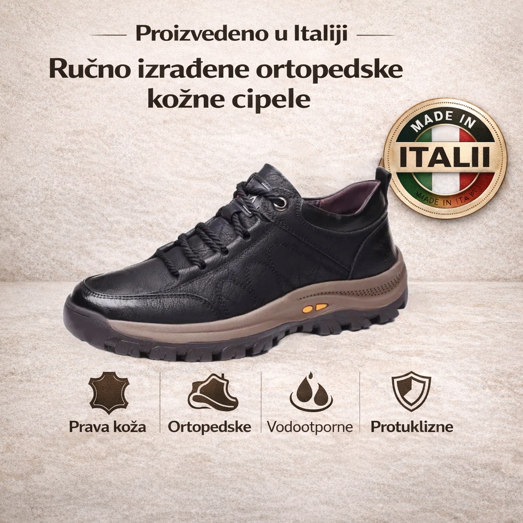 🔴Udobne ortopedske cipele ✅od prave talijanske kože – potpora za gležanj, protiv klizanja, za bezbolno hodanje