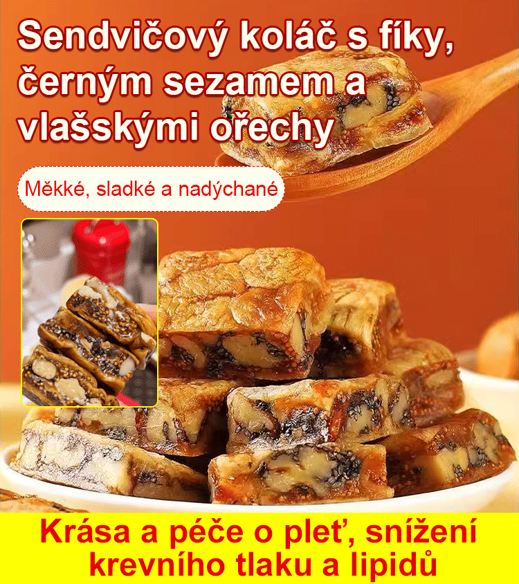 Fíkový koláč s černým sezamem a vlašskými ořechy